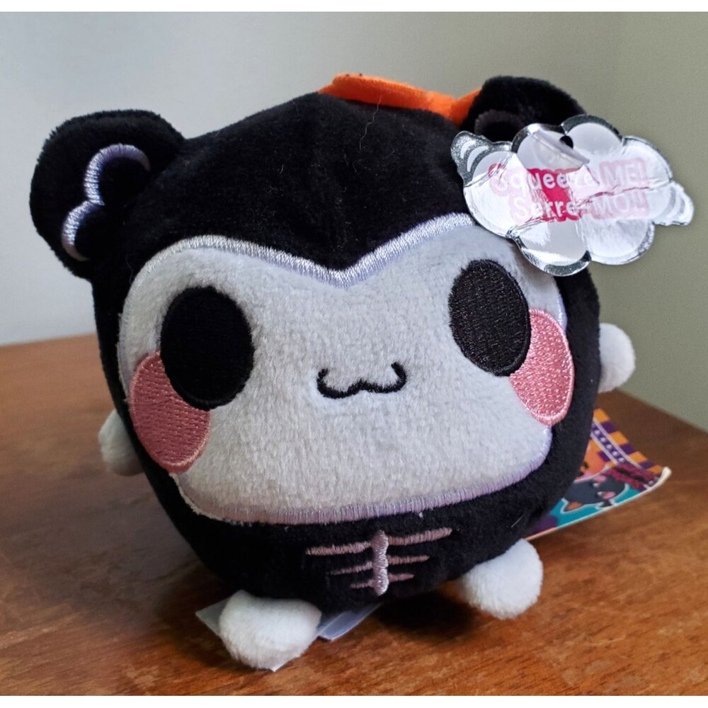 Squeezamals Plush Halloween Monkey Skeleton Black White 4" Claire's Colab w TAG